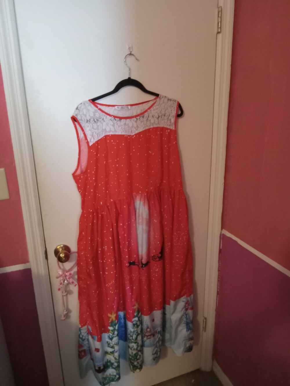 Women's Plus Size Nextmia Size 20 Red Christmas Graphic Print Dress